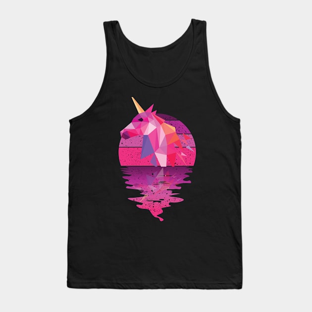 Vintage cute unicorn reflected on lights of moon Tank Top by mutarek